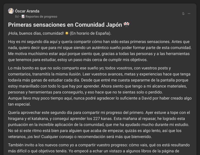 Captura del testimonio de Óscar Aranda en Skool